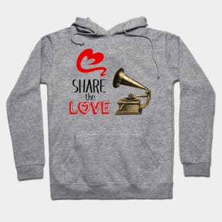 Share the Love Music Illustration with Text Hoodie